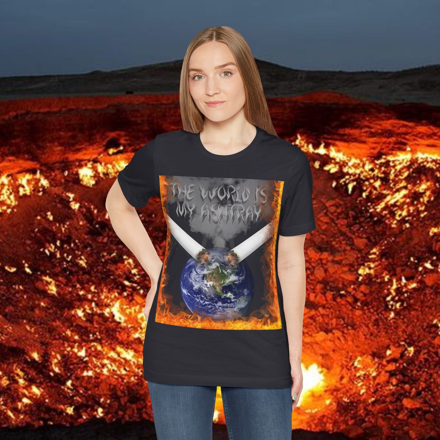 The World Is My Ashtray Front Design Unisex Short Sleeve Tee