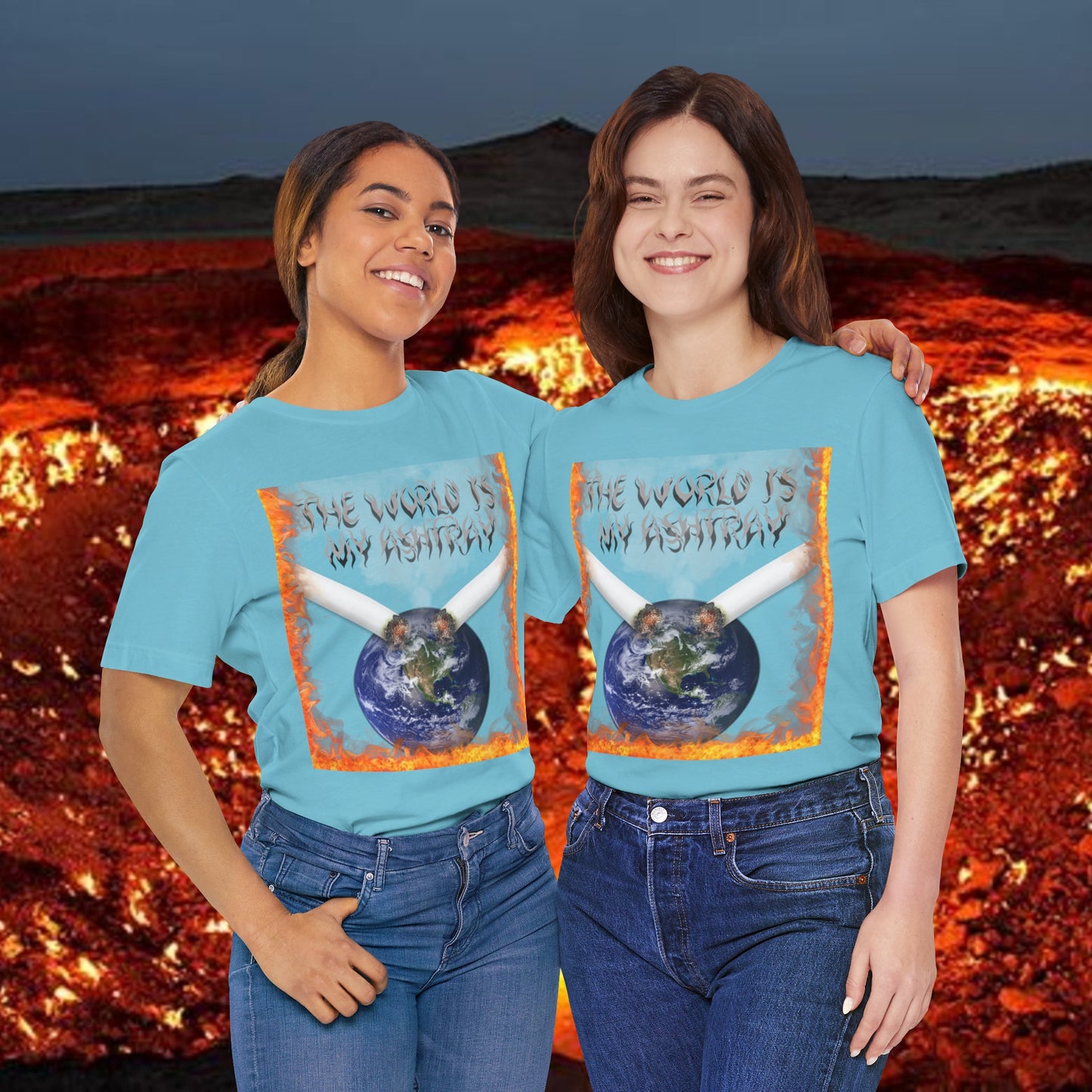 The World Is My Ashtray Front Design Unisex Short Sleeve Tee