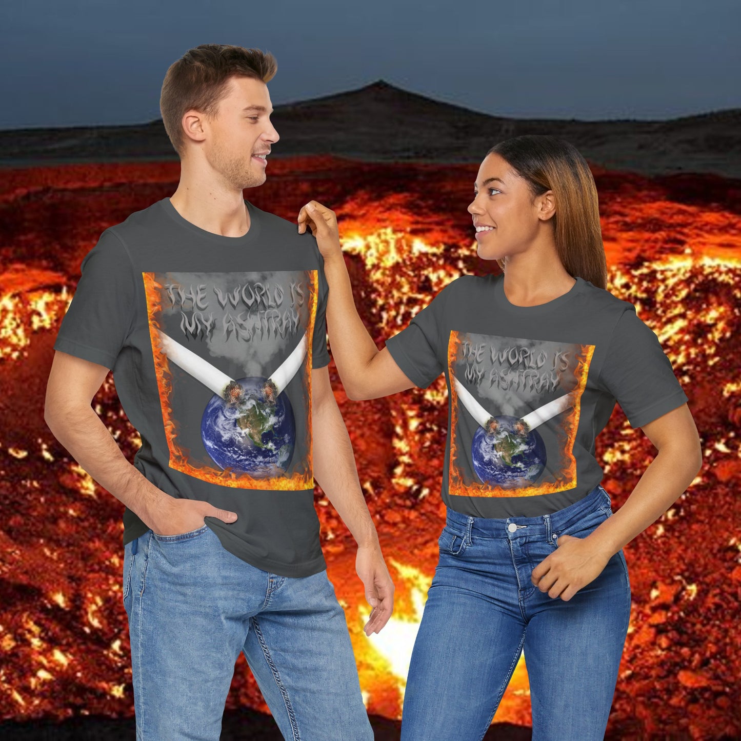 The World Is My Ashtray Front Design Unisex Short Sleeve Tee