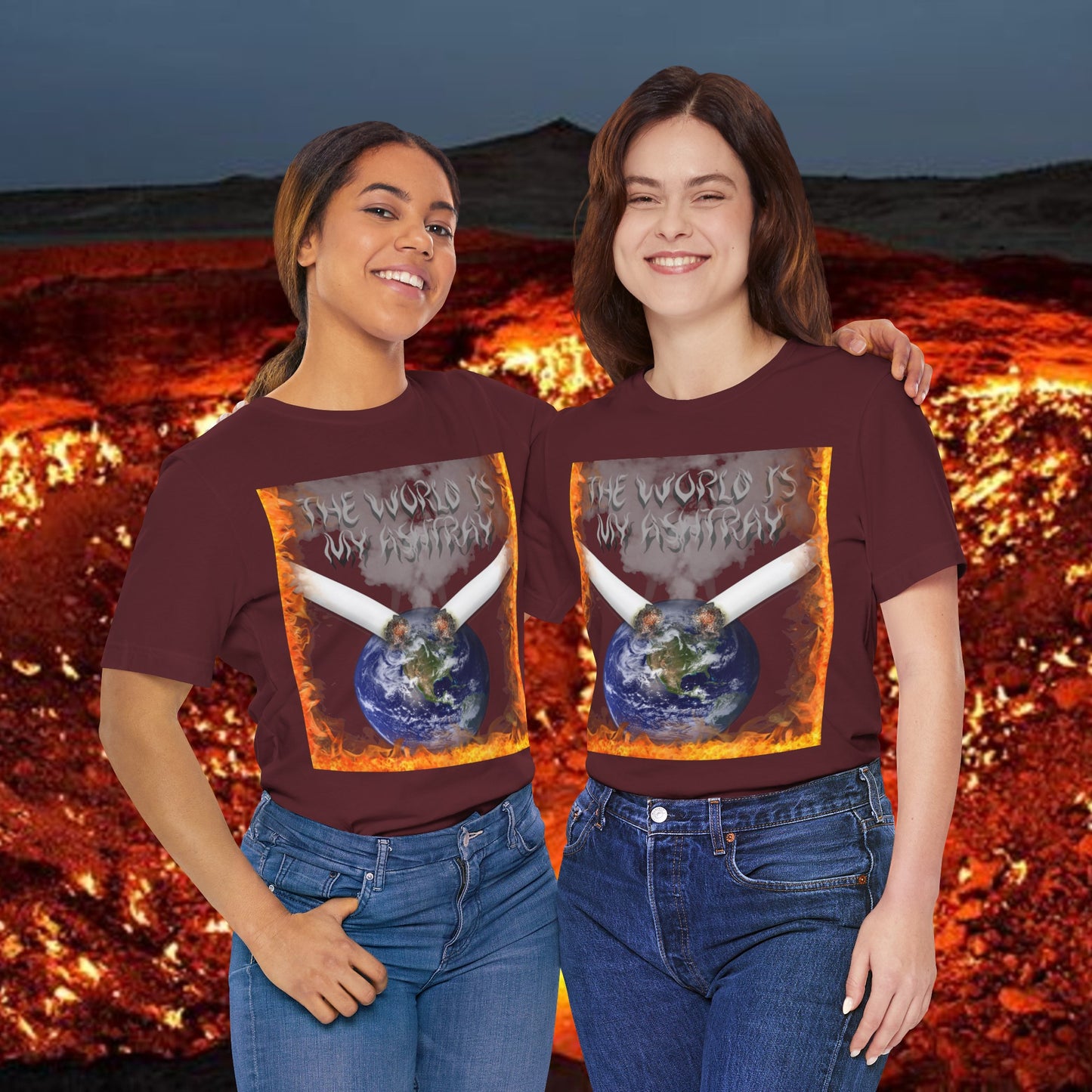 The World Is My Ashtray Front Design Unisex Short Sleeve Tee