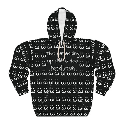 Black :3 Unisex Pullover Hoodie (AOP)