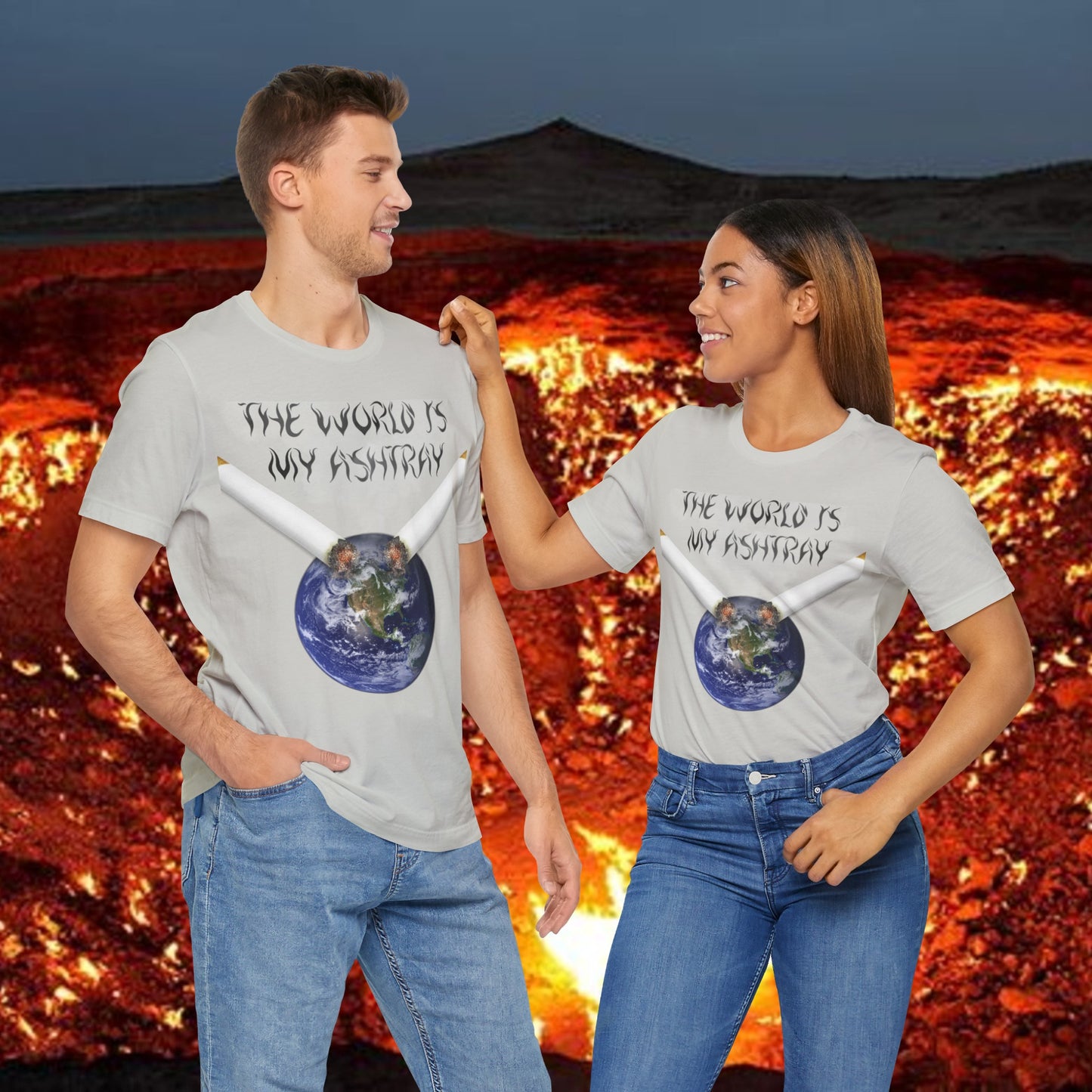 The World Is My Ashtray Front Design Unisex Short Sleeve Tee