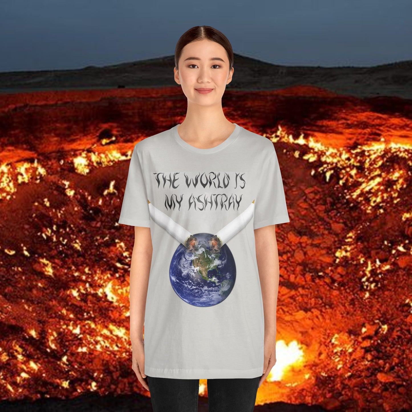 The World Is My Ashtray Front Design Unisex Short Sleeve Tee