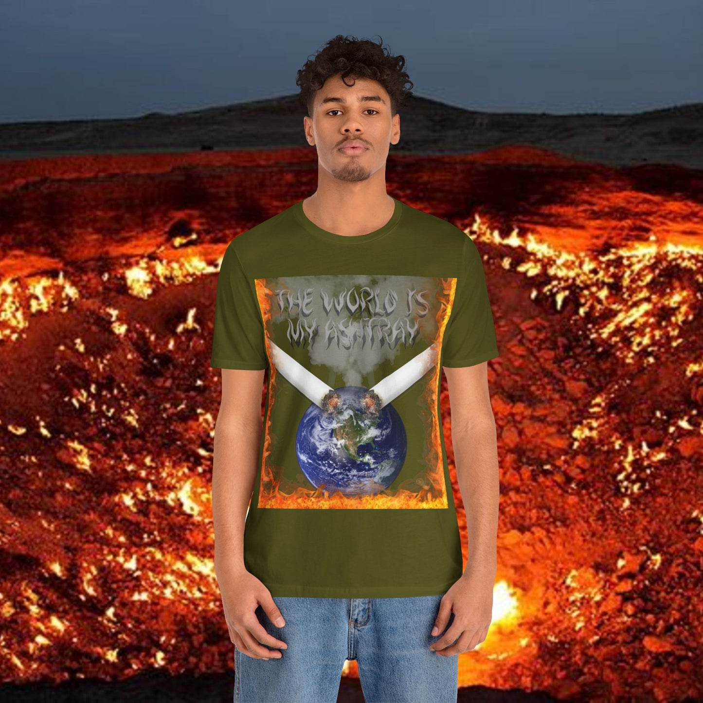 The World Is My Ashtray Front Design Unisex Short Sleeve Tee