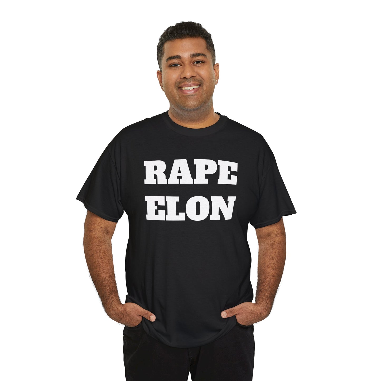 Unisex Heavy Cotton Tee - Bold Statement Tee 'RAPE ELON'