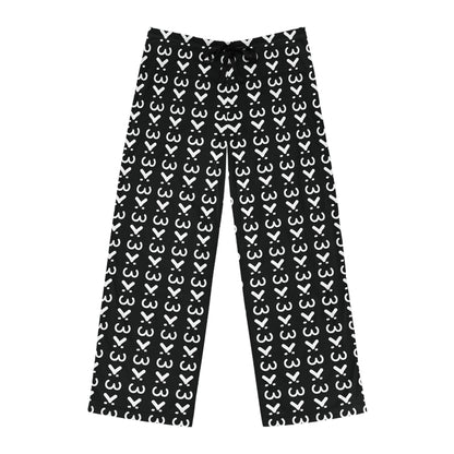 Black >:3 Pajama Pants (AOP)