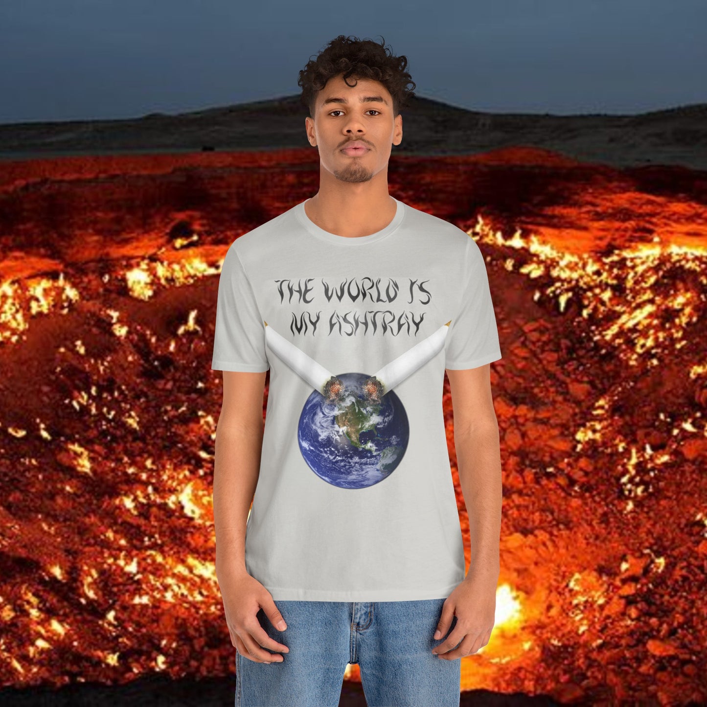 The World Is My Ashtray Front Design Unisex Short Sleeve Tee