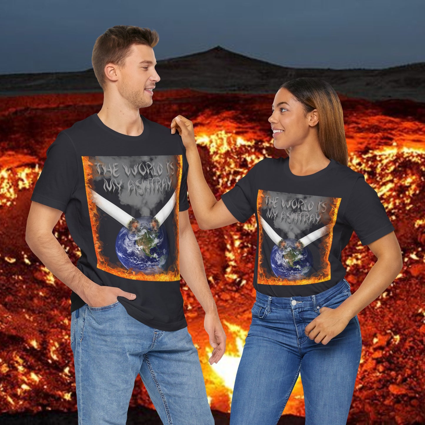 The World Is My Ashtray Front Design Unisex Short Sleeve Tee