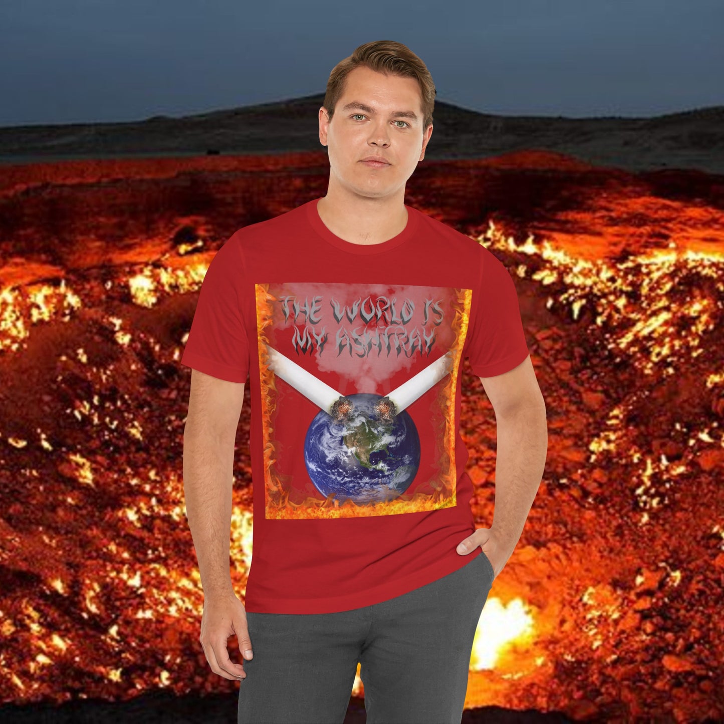 The World Is My Ashtray Front Design Unisex Short Sleeve Tee
