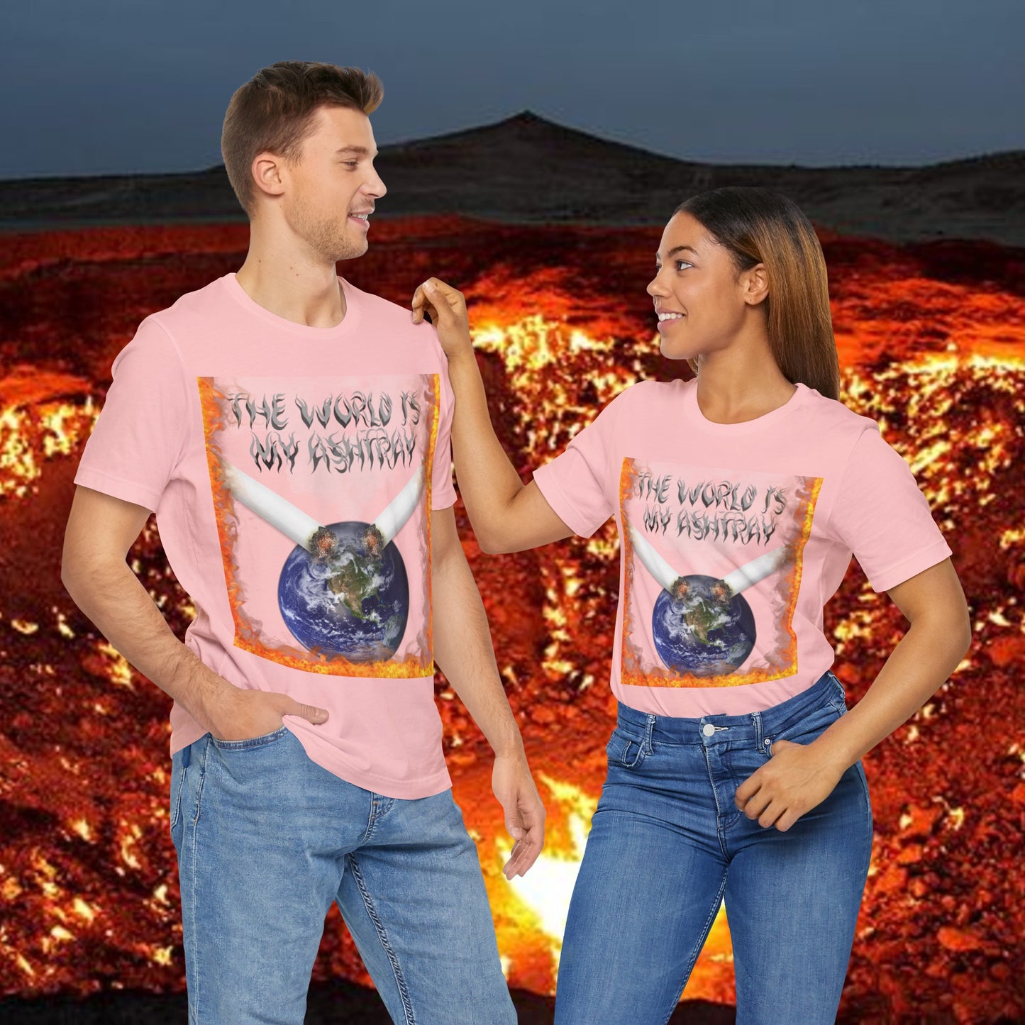 The World Is My Ashtray Front Design Unisex Short Sleeve Tee
