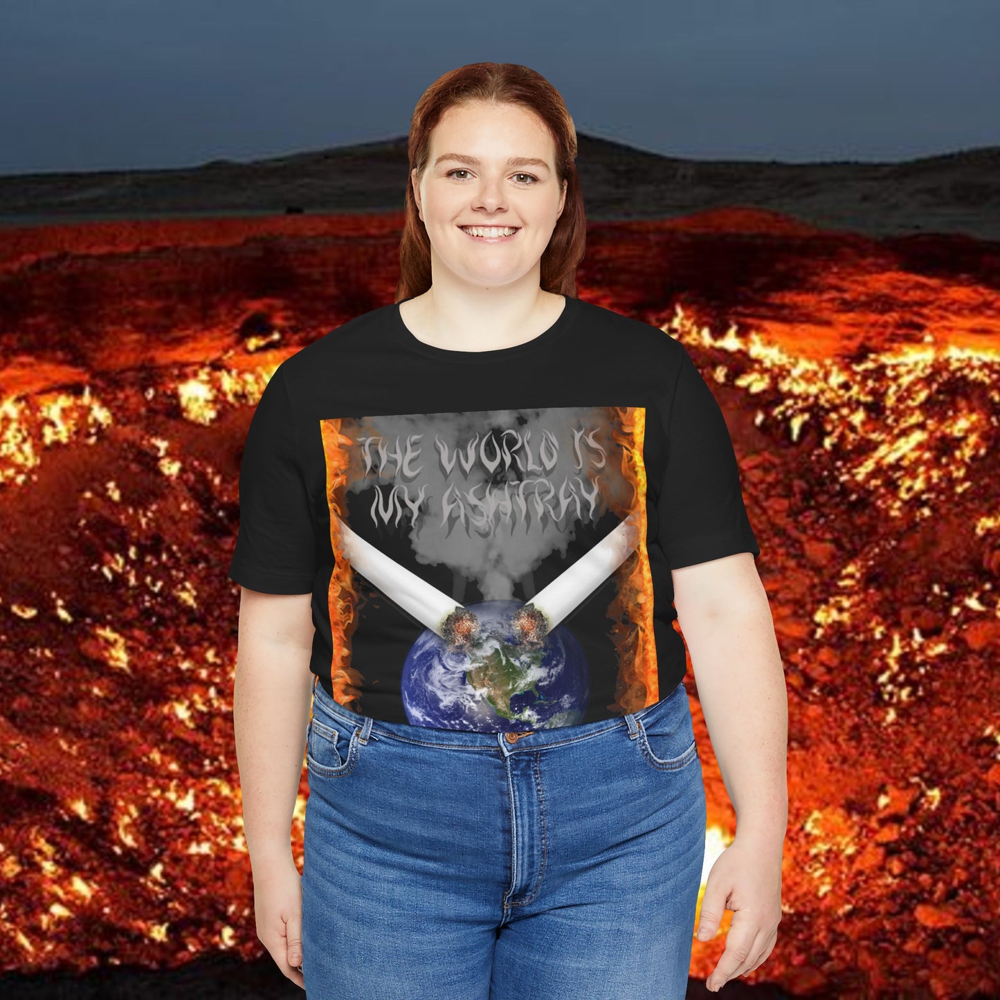 The World Is My Ashtray Front Design Unisex Short Sleeve Tee