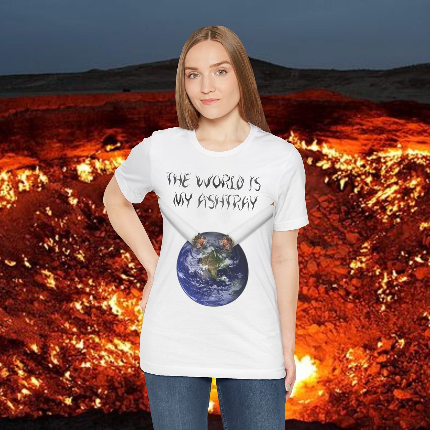 The World Is My Ashtray Front Design Unisex Short Sleeve Tee