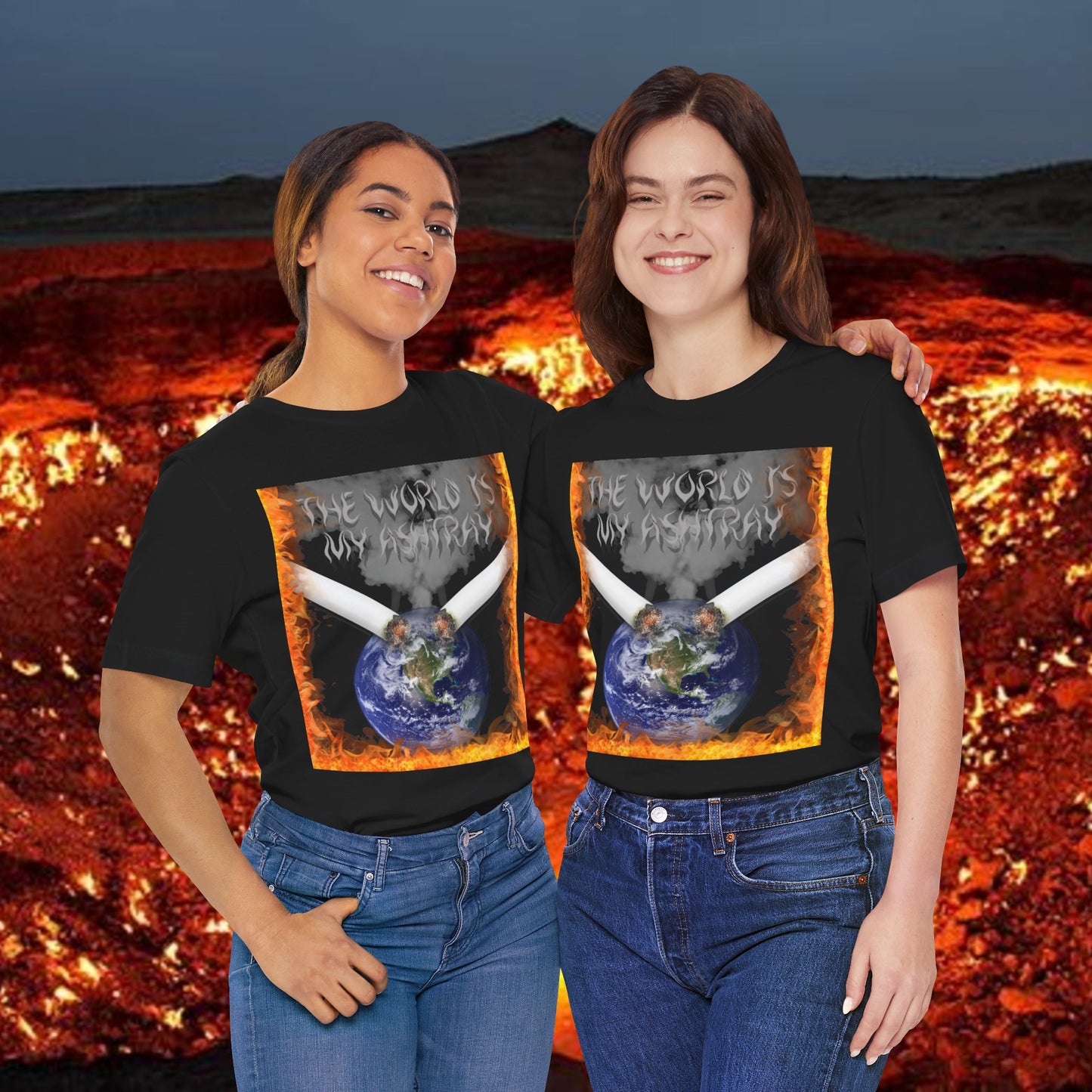 The World Is My Ashtray Front Design Unisex Short Sleeve Tee