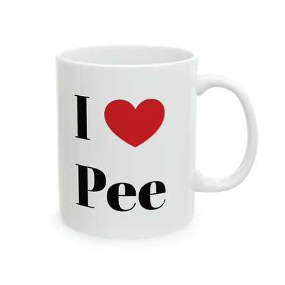 I Heart Pee Ceramic Mug, 11oz