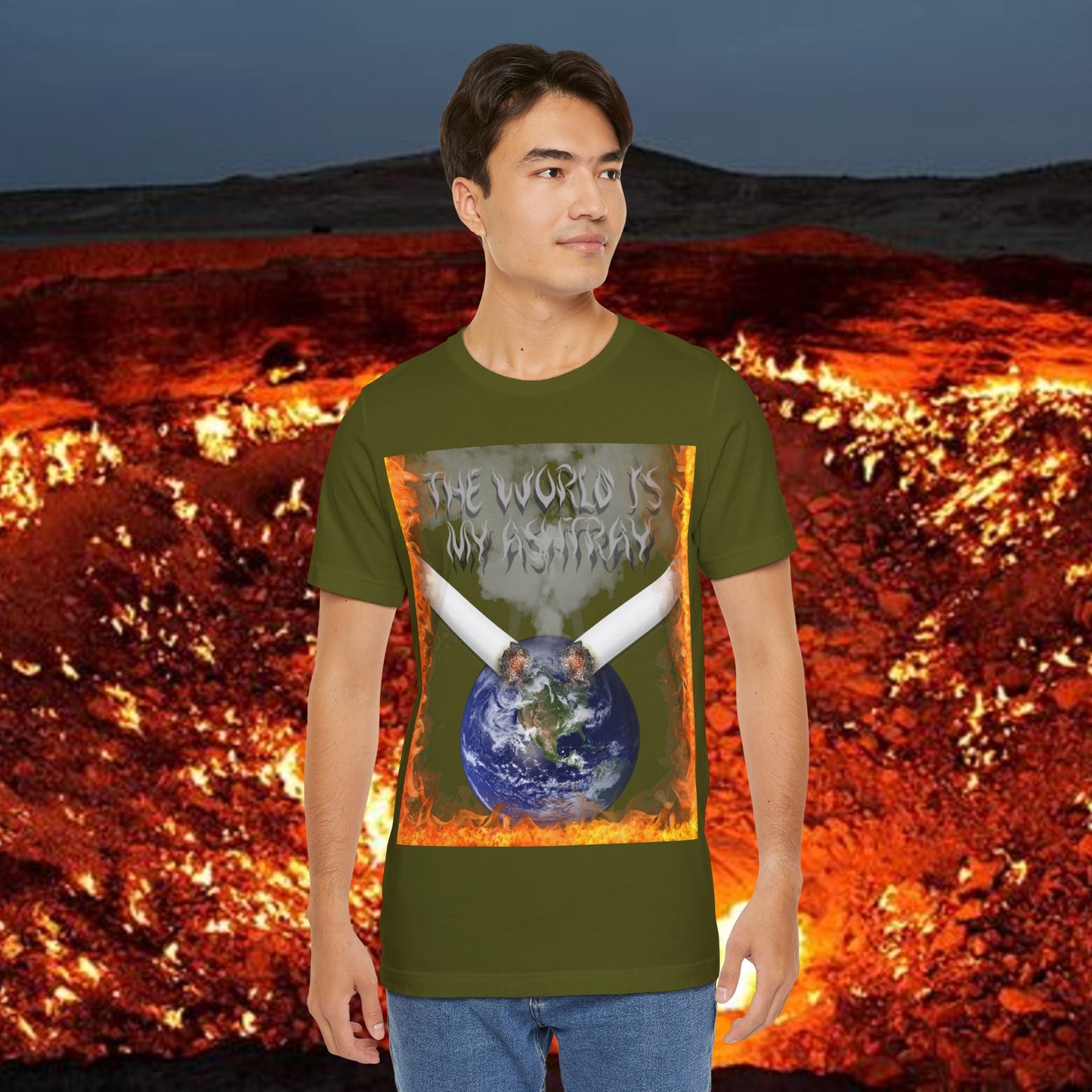 The World Is My Ashtray Front Design Unisex Short Sleeve Tee