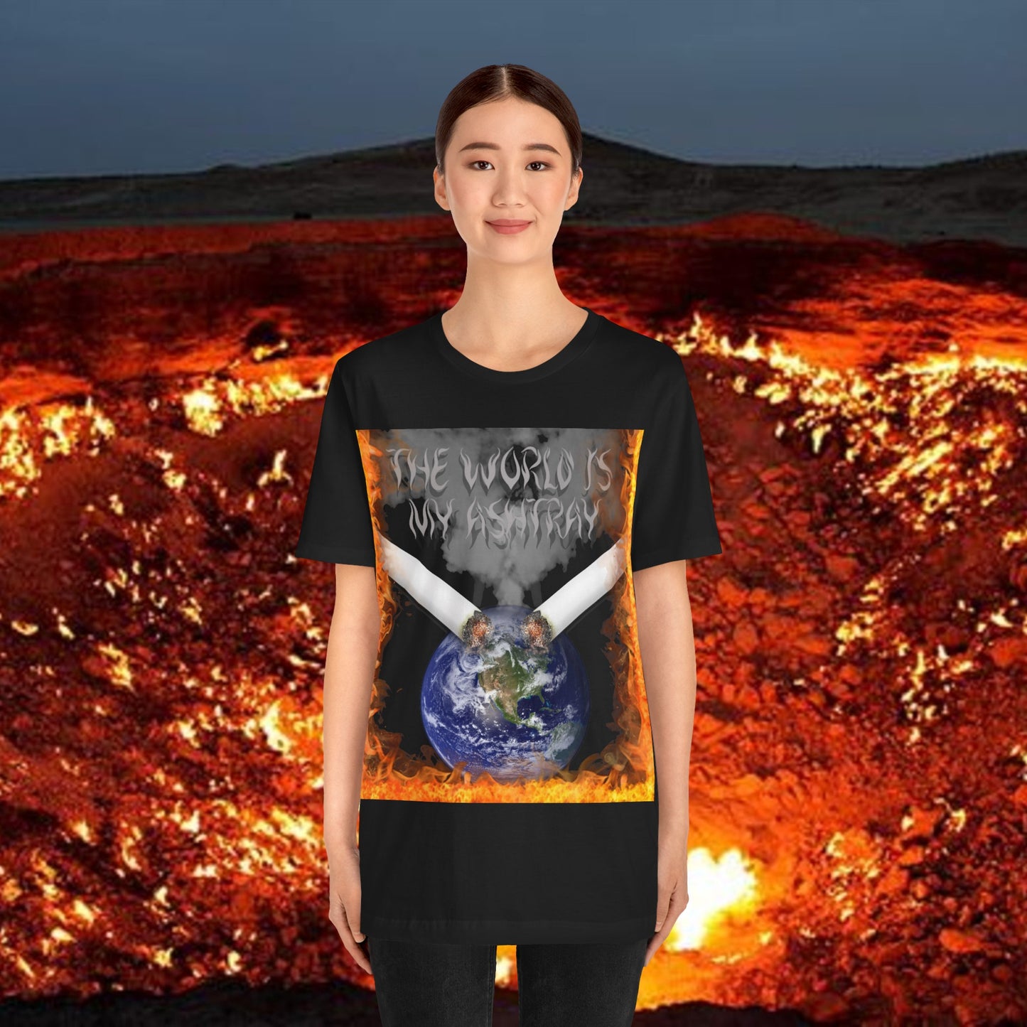 The World Is My Ashtray Front Design Unisex Short Sleeve Tee