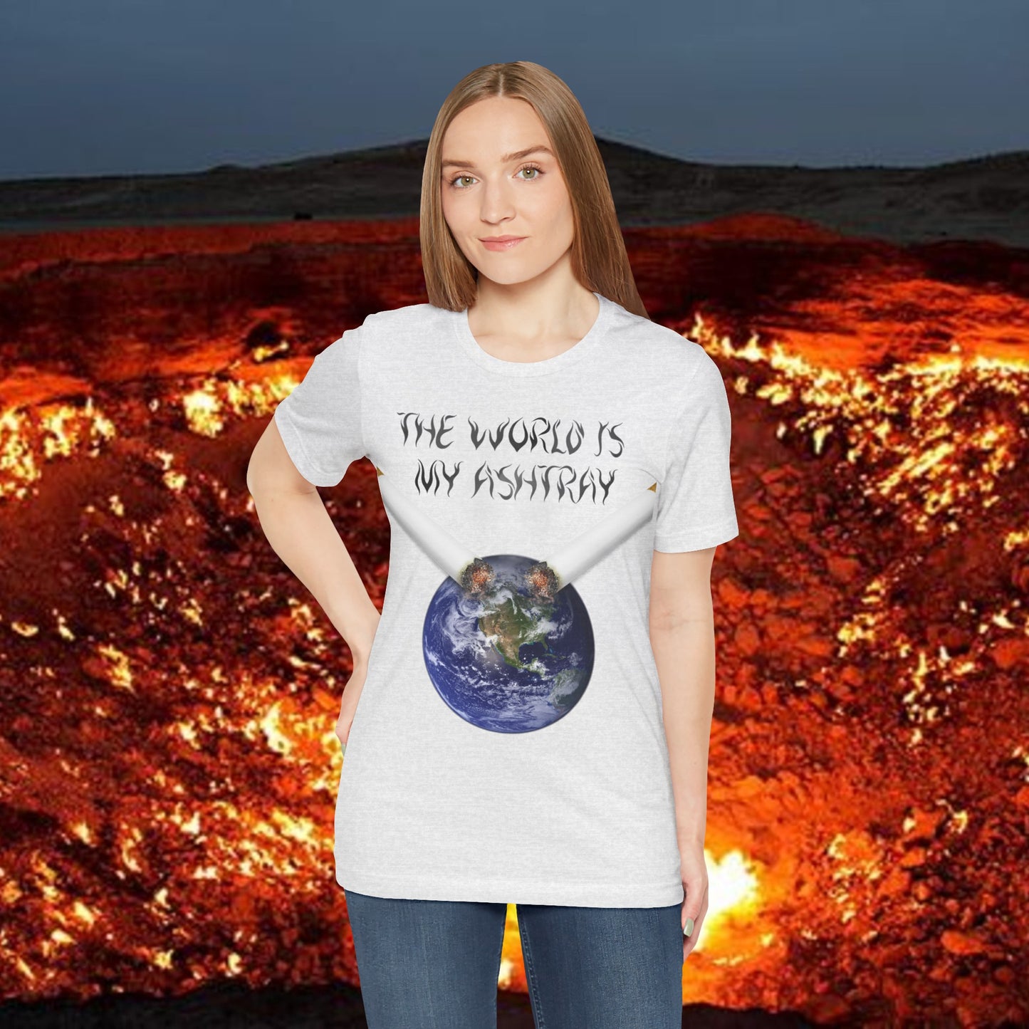 The World Is My Ashtray Front Design Unisex Short Sleeve Tee